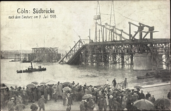 PC Köln am Rhein, south bridge, collapse July 9, 1908, Union Dortmund, onlookers