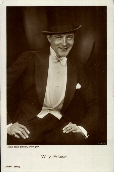 Ak Schauspieler Willy Fritsch, Portrait, Zylinder, Frack