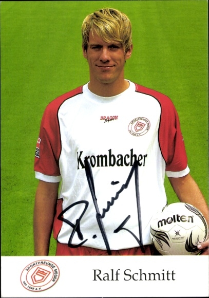 Autograph card footballer Ralf Schmitt, Sportfreunde Siegen, autograph