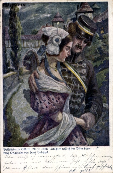 Artist Postcard Baluschek, folk songs in pictures 31, I want to tell the prostitute full of tenderness