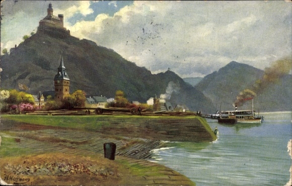 Artist Postcard Hoffmann, H., Braubach am Rhein, Marksburg