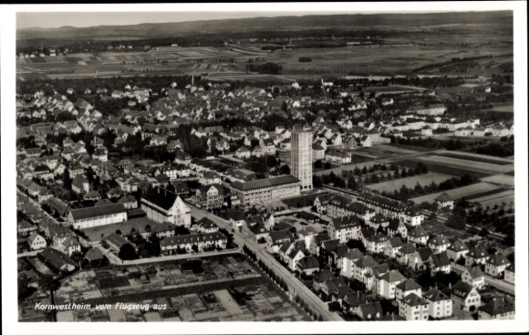 Postcard Kornwestheim in Württemberg, aerial photograph