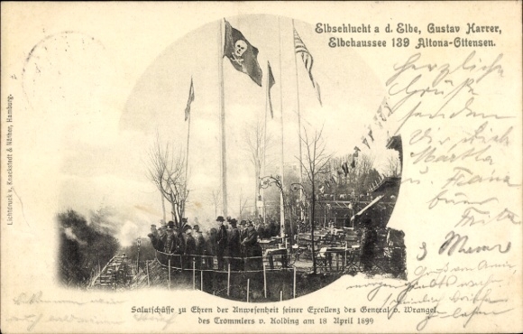 Postcard Hamburg Altona Ottensen, Elbe Gorge, Gustav Harrer, gun salutes
