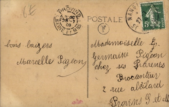 Letters Postcard First Name Germaine, Woman Portrait, Flowers