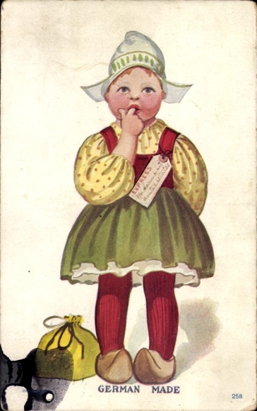 Ak German Made, Puppe in niederländischer Tracht