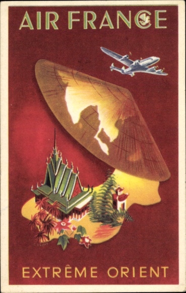 Postcard French passenger aircraft, advertising for Air France
