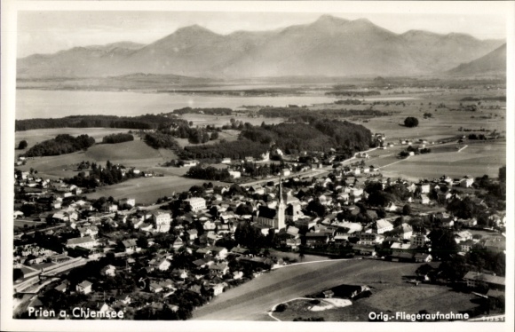 Postcard Prien am Chiemsee Upper Bavaria, aerial photograph