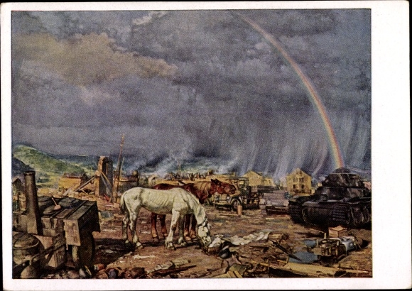 Artist PC Janesch, Albert, finale, battlefield, dry horses, rainbow, thunderstorm, HDK 239