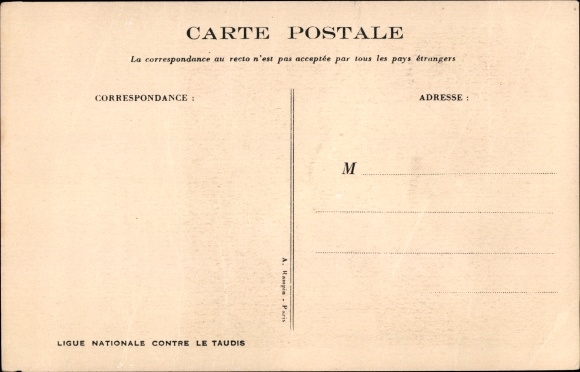 Artist Postcard Poulbot, National League against the Slum, Why don't you come to school