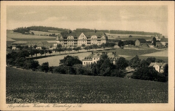 Postcard Wiesenburg Wildenfels in Saxony, view to the Bezirksheim Wiesen