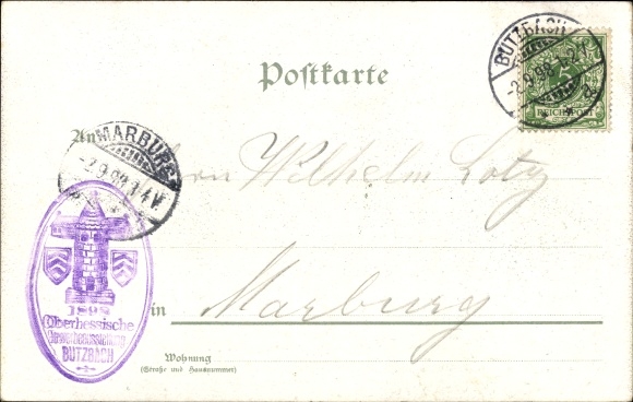 Artysta lito Butzbach w Hesji, wystawa handlowa 1898, gospodarstwo, panna młoda w stroju ludowym