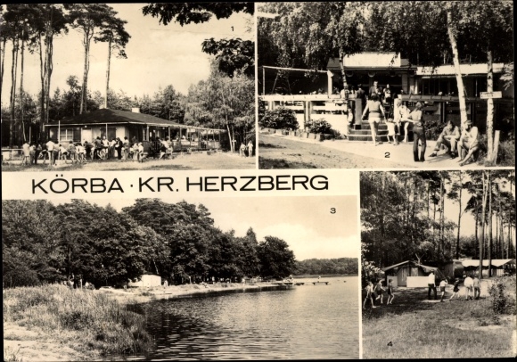 Postcard Körba Lebusa in Brandenburg, HO restaurant on the lake, ice cream parlor, campsite, lake