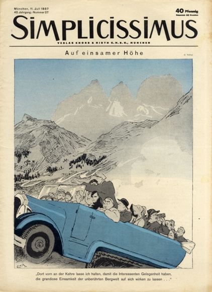 Simplicissimus Heft 27 Juli 1937 Karikatur Auf einsamer Höhe E. Thöny Verlag Hirth