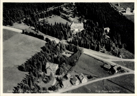Postcard Tanne Oberharz am Brocken, aerial photograph, children's home, health resort