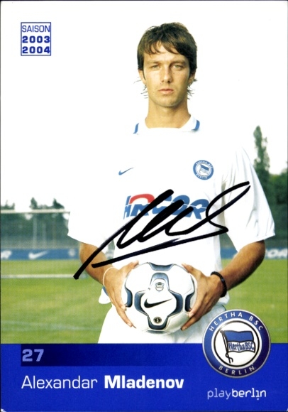 Autogrammkarte Fußballer Alexandar Mladenov, Hertha BSC, Autogramm