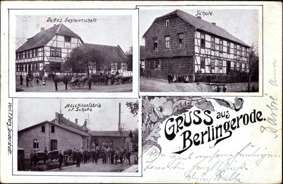 KP Berlingerode w Eichsfeld w Turyngii, restauracja Dette, szkoła, fabryka maszyn F. Schotte