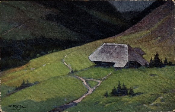 Artist Postcard Reiss, Fritz, Black Forest, landscape, farmhouse
