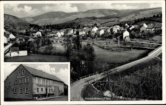 Postcard Hochstätten in der Pfalz, total view, Inn Alsenzbahn