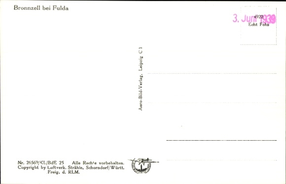 Postcard Bronnzell Fulda in East Hesse, Rhönbad, Rhönkurheim, aerial photograph