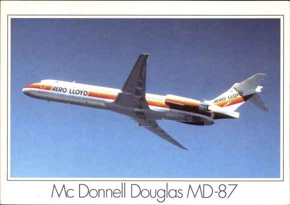 Postcard passenger aircraft Aero Lloyd, Mc Donnell Douglas MD 87