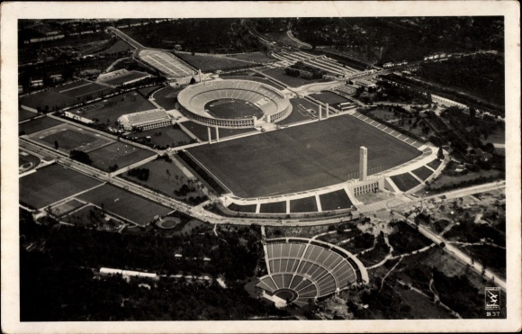 Ak Berlin Charlottenburg Westend, Fliegeraufnahme, Reichssportfeld, Dietrich Eckardt Bühne