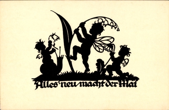 Artist Paper Cutting Song Postcard Schwindt, AM, May Makes Everything New, Angel, Snail