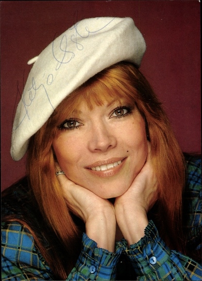 Postcard actress Katja Ebstein, portrait, autograph