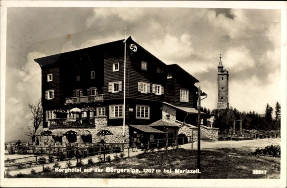 Ak Mariazell Stiermarken, berghotel op de Bürgeralpe, 1267 m