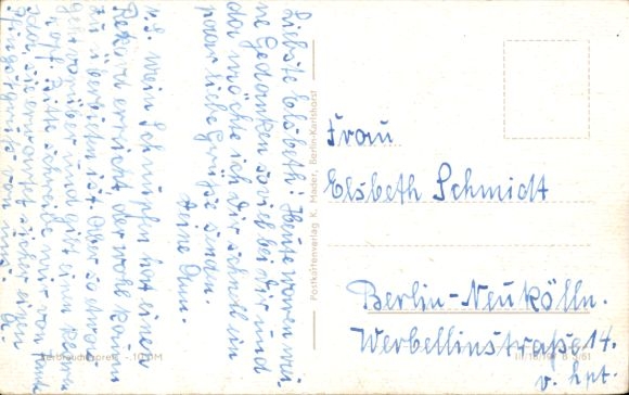 Postcard Berlin Treptow Baumschulenweg, Baumschulenstraße, Promenade, Spree, Ferry, Church