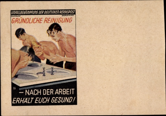 Postcard accident prevention of the Deutsche Reichspost, thorough cleaning keeps you healthy