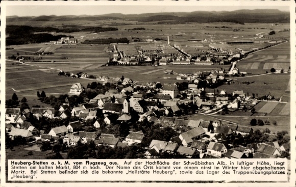 Postcard Stetten am kalten Markt in the district of Sigmaringen, aerial photograph, city panorama