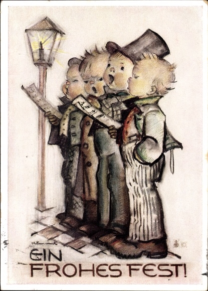 Kunstenaarskaart Hummel, Berta, nr. 5432, zangeres, prettige feestdagen