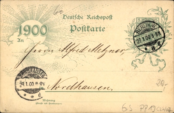 Postwaardestuk Keizer Wilhelm II, 1e verjaardag in de nieuwe eeuw, 27 januari 1900, PP 19 C27/07