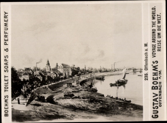 Photo Offenbach am Main Hessen, city view, advertising Boehm's Toilet Soap