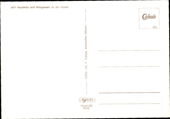 Postcard Herstelle Beverungen on the Weser, Würgassen, total view