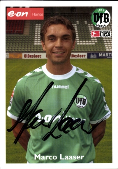 Autograph card footballer Marco Laaser, VFB Lübeck, autograph