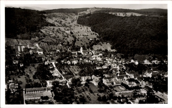 Postcard Grenzach Wyhlen am Rhein, aerial photograph