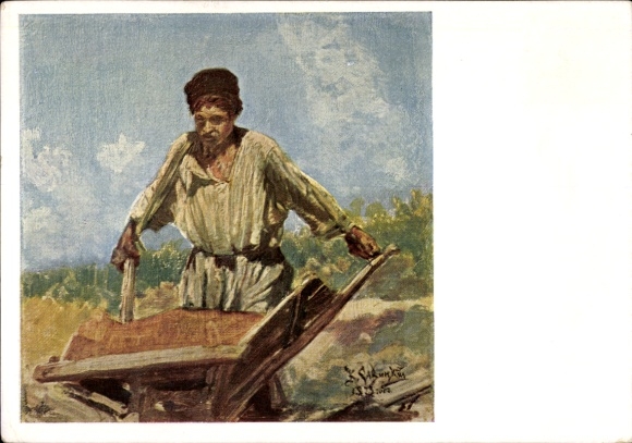 Künstler Ak Konstantin Apollonowitsch Sawizki, Arbeiter, Reparatur der Eisenbahn