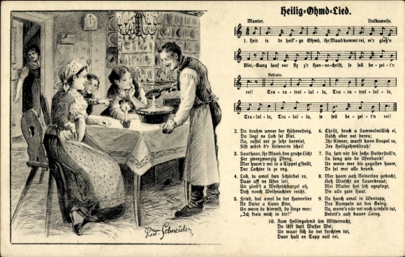 Song Artist Postcard Schneider, Rud., Holy Ohmd Song, Family at the Lead Pouring, Wilhelm Vogel