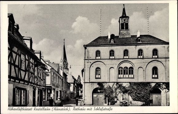 Postcard Kastellaun Hunsrück Rhineland Palatinate, City Hall, Schlossstrasse