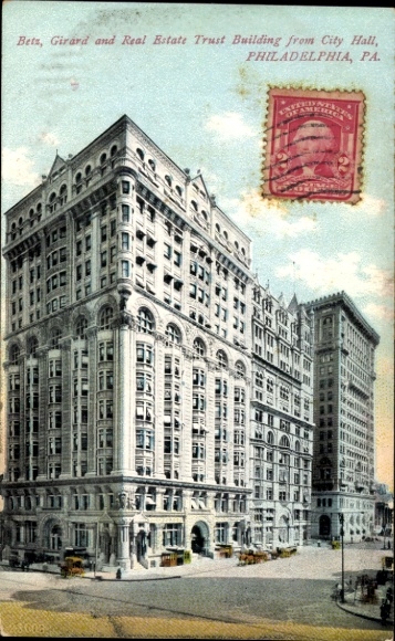 PC Philadelphia Pennsylvania USA, Bets, Girard and Real Estate Trust Building from City Hall