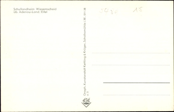 Postcard Wiesemscheid in the Eifel, school camp