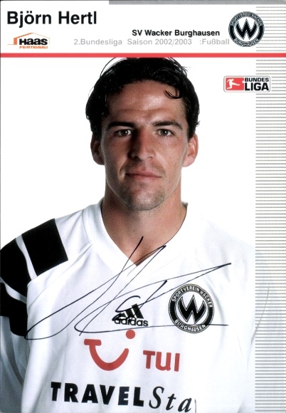 Autogrammkarte Fußballer Björn Hertl, SV Wacker Burghausen, Autogramm