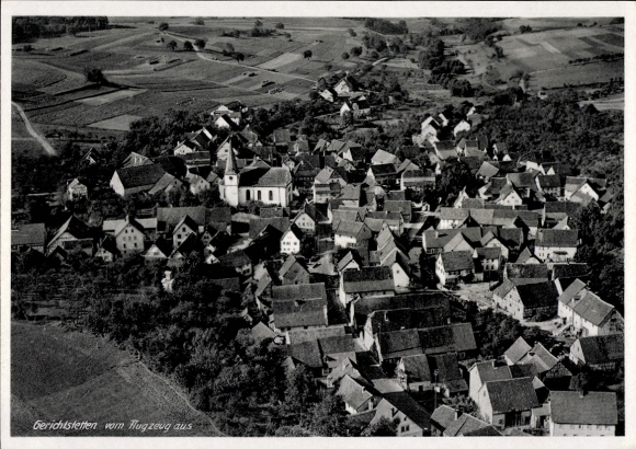 Postcard Gerichtstetten Hardheim in the Odenwald, aerial photograph