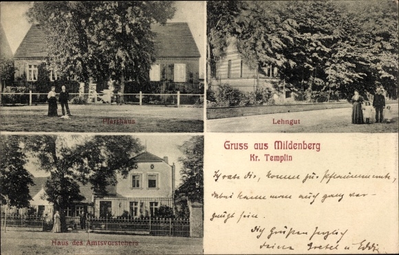 Postcard Mildenberg Zehdenick in the Mark, vicarage, fiefdom, house of the chief clerk