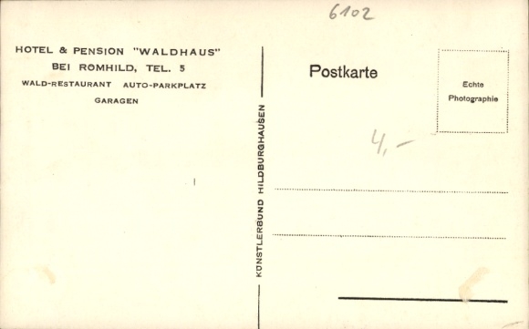 Postcard Römhild in Thuringia, Hotel Pension Waldhaus