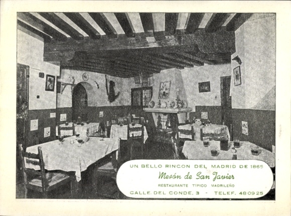 Postcard San Javier Murcia city Spain, view into the cafe, street map on the back