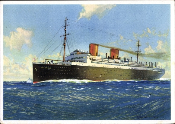 PC steamship Columbus, North German Lloyd Bremen, portside view