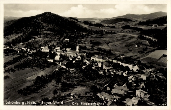 Postcard Wattenweiler Neuburg an der Kammel Swabia Bavaria, panoramic view of Schönberg, Bavarian W