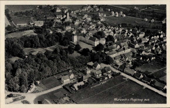 Postcard Bad Wurzach in Upper Swabia, aerial photograph